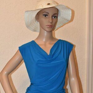 Vince Camuto Blue Sleeveless Cowl Neck Turquoise Blouse US M NWOT